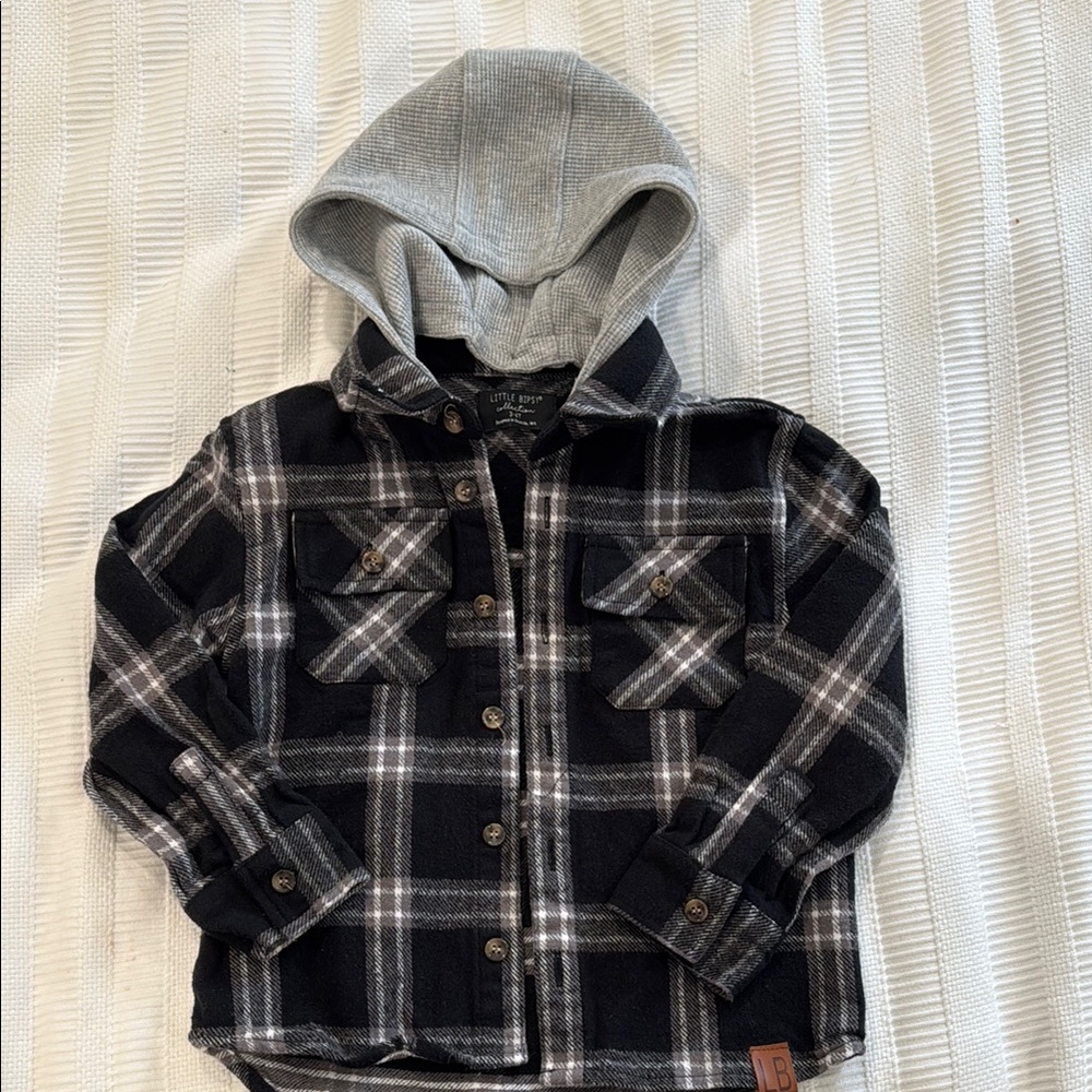 NEVER WORN Kids Plaid Hooded Shirt jacket “shacket”